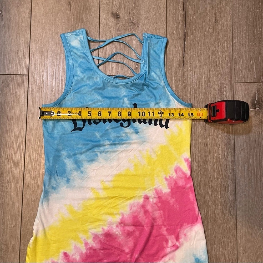 Disney Parks Tie Dye Racerback Tank Mini Dress Pastel Rainbow S - Picture 8 of 8